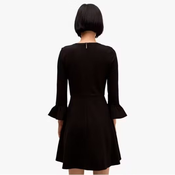 Kate Spade Bell Sleeve Stretch Ponte Fit & Flare Dress - Black - Size Medium - Picture 6 of 9